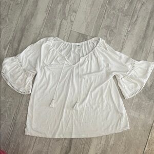 Old Navy Women's Cream Blouse with Tassels
